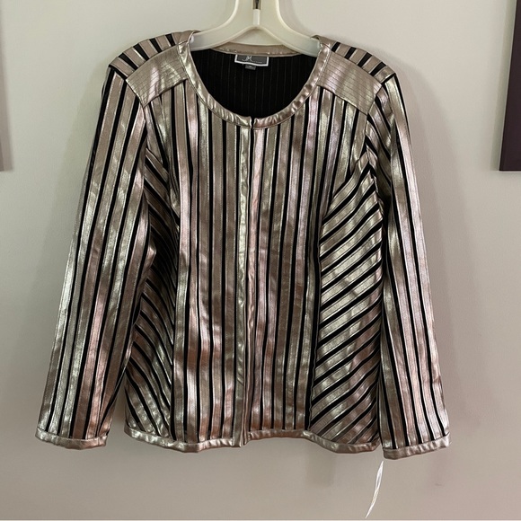 JM Collection Gold & Black Luxe Stripe Jacket Sz M New with Tags - Picture 1 of 6